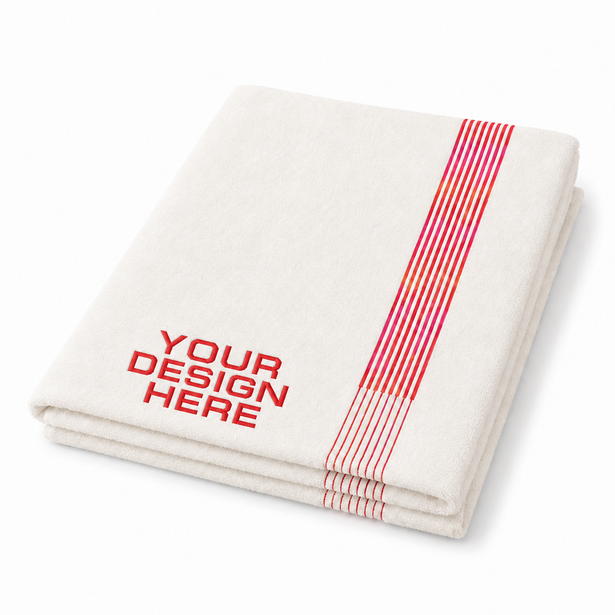 Folded custom striped cotton golf towel with Your Design Here