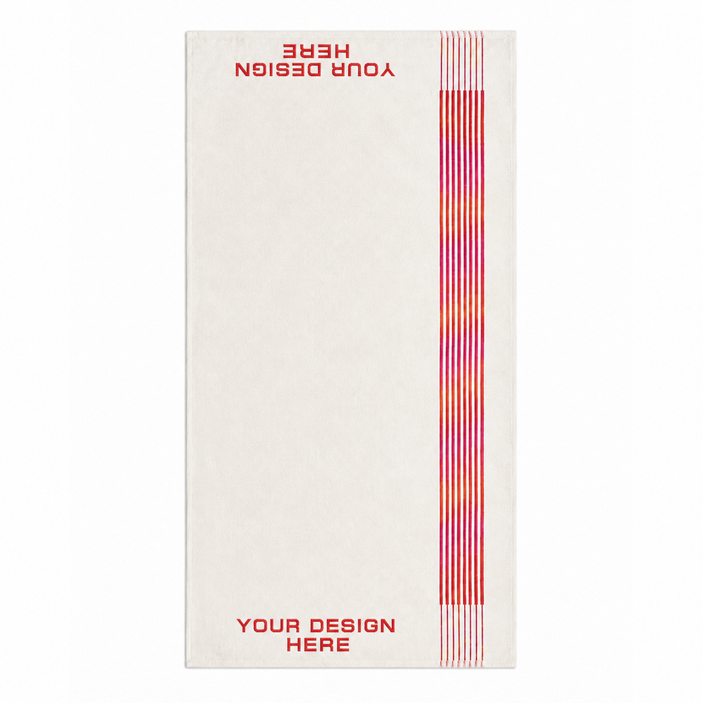 Front view of custom striped cotton golf towel