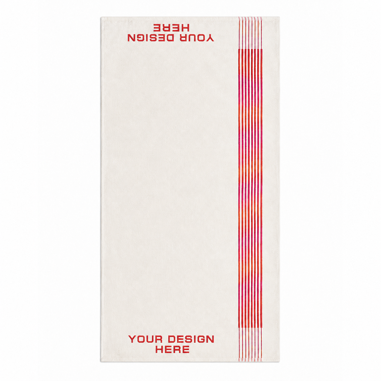 Front view of custom striped cotton golf towel