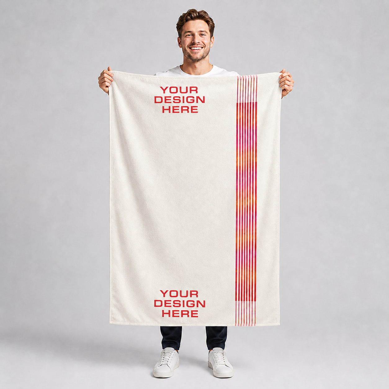 Custom striped cotton golf towel shown at full size
