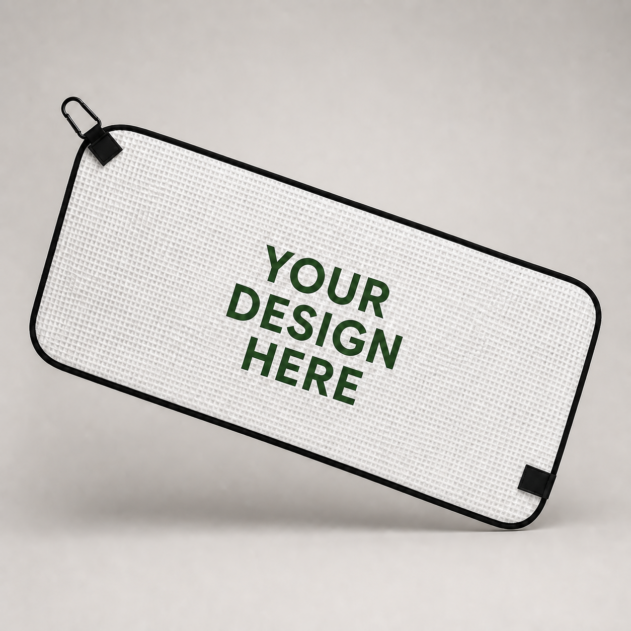 Fairwedge custom magnetic golf towel in white with design placeholder