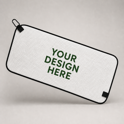 Fairwedge custom magnetic golf towel in white with design placeholder